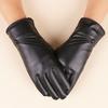 Women's PU Leather Touch Screen Gloves Imitation Leather Fashionable Warm Plus Velvet Cold Proof Women's Gloves Winter Riding Gloves