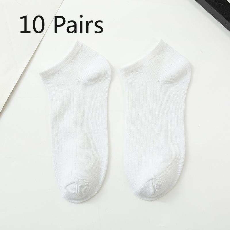 10 Pairs of Men's Spring and Autumn Pure Color Suction Strip Sweat Breathable Shallow Mouth Invisible Socks