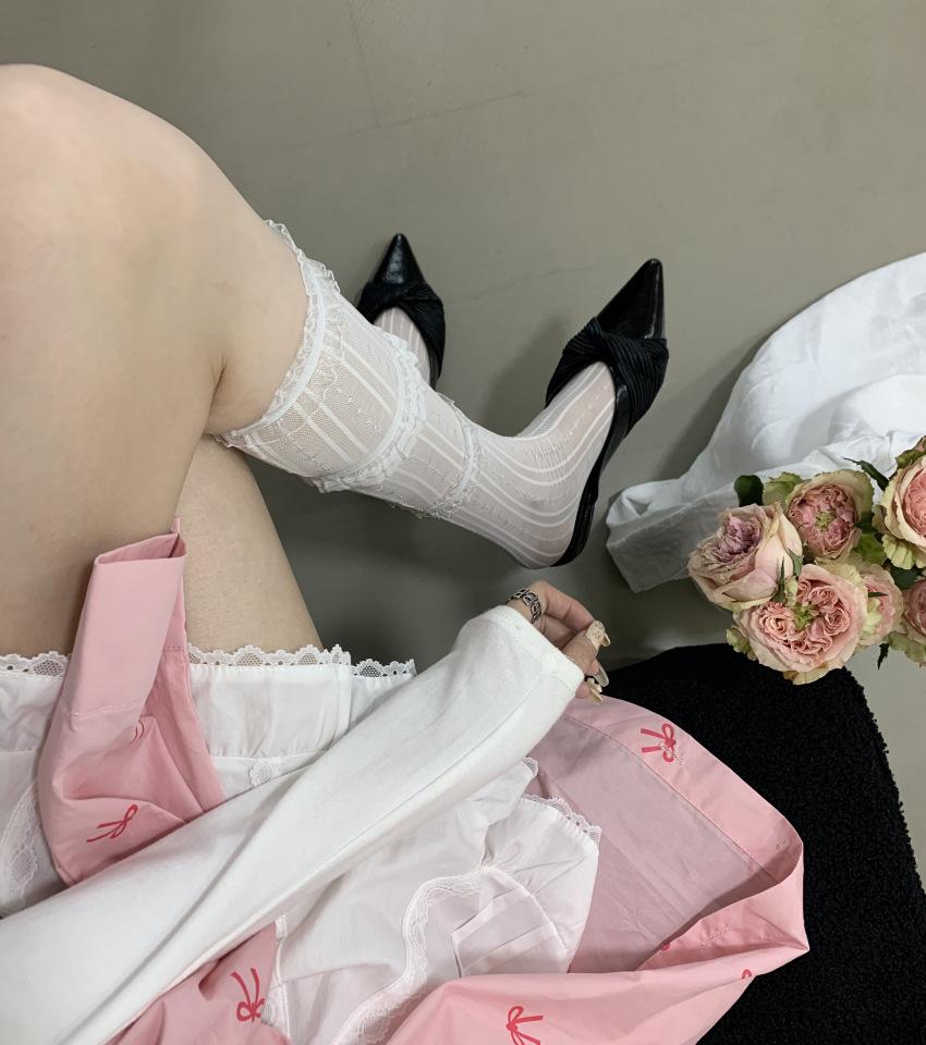 2025 spring and summer new pointed head bow flat bottom trend slippers thin flat heel bag head half drag women's shoes outdoor wear