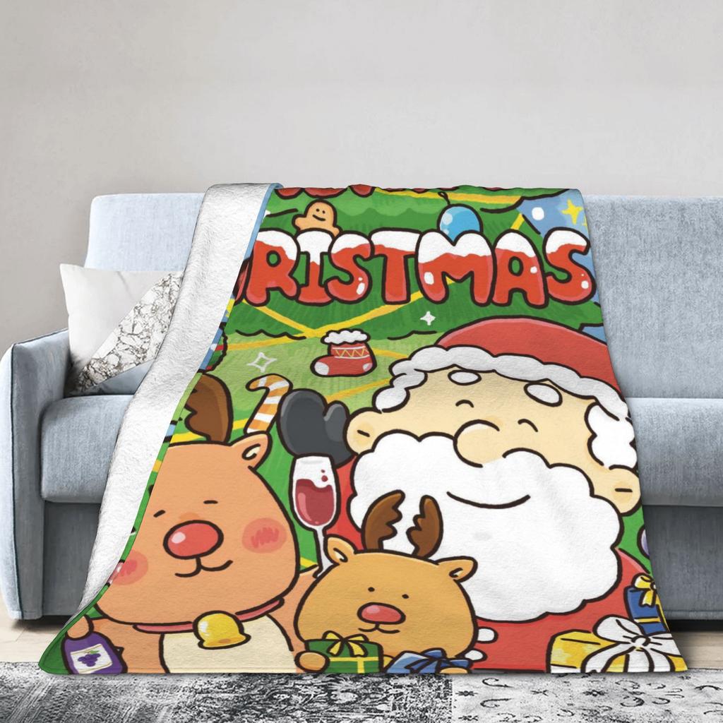 Christmas Santa Claus Super Warm Blanket  Child Plush Bedding Throws Comfortable Home Decor Flannel Bedspread Sofa Bed Cover