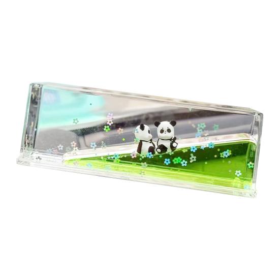 Panda Bubbler cu Mișcare Lichidă Cronometru Nisiparniță cu Ulei Jucărie Senzorială pentru Copii Adulți Desktop Jucărie Anti-stres pentru Relaxare Decor Birou Acasă