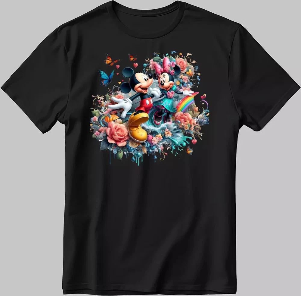 Mouse Black TShirt Cute Rainbow Art S