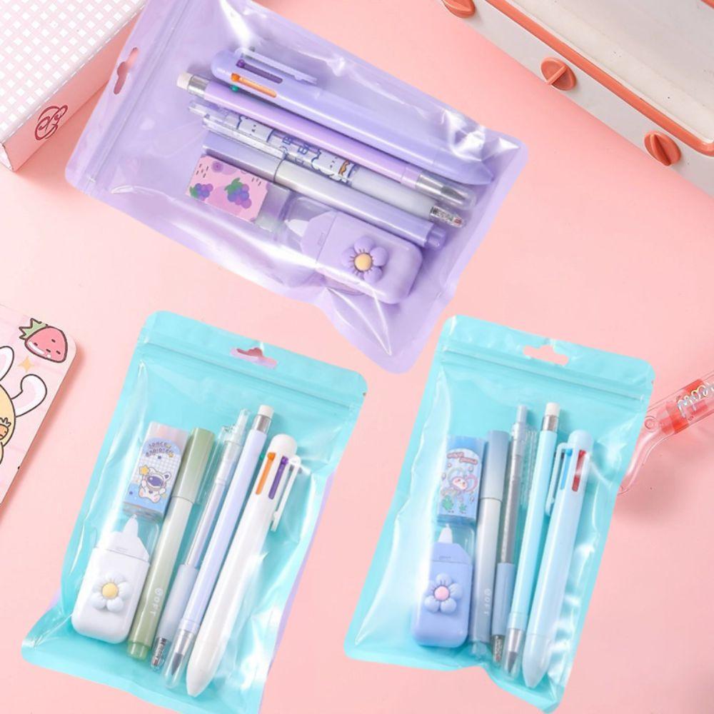 Cartoon Stationery Set 6-in-1 Correction Tape Cute Pencil Eraser Student Supplies