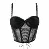 Ruffle Lace Corset Bowknot Slim Crop Tops Sweet Lace Flower Camisole  Spicy Girls