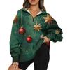 Women's Casual Fashion Long Sleeve  Print Oversize Zip Sweatshirt Top