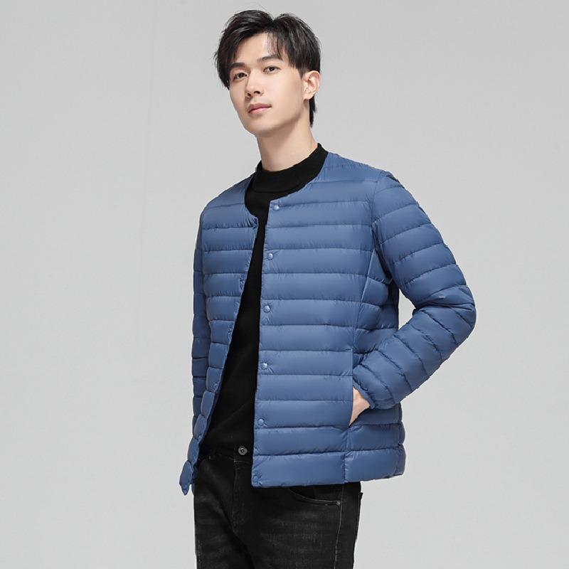 Down men's light down jacket, round neck fashion thin large size men's jacket