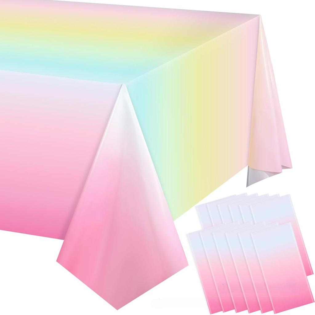 3PCS Rainbow Birthday Party Tablecloth Suitable for Birthdays Weddings Showers Party Supplies Holiday Disposable PE Tablecloths