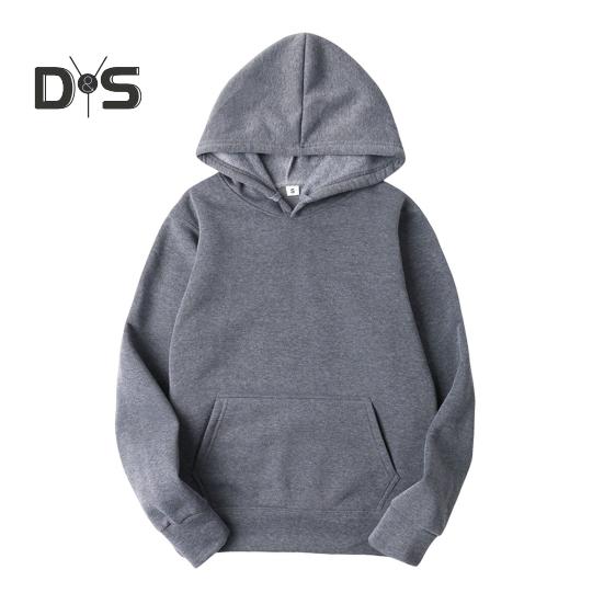 

Толстовка унисекс с большим передним карманом, однотонная свободная толстовка с капюшоном, длинные рукава, повседневная спортивная толстовка с капюшоном S темно-серого