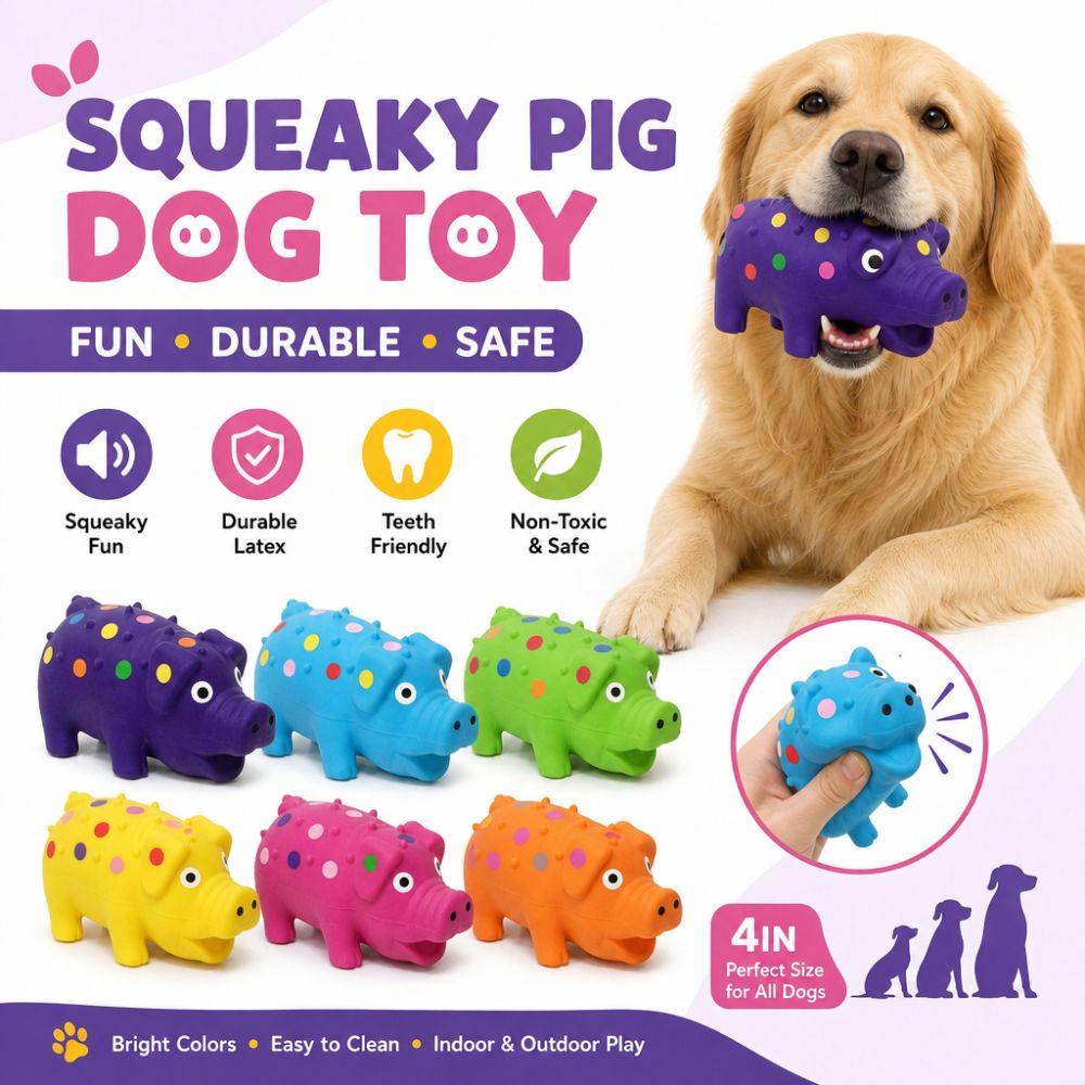 Interactive Latex Spot Grunting Pig Toy Soft Dog Chew Toy  For Small Medium Large Dog