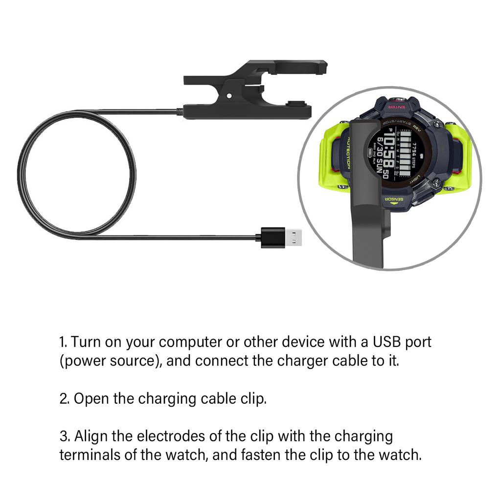 Watch Charging Cable for GBD-H2000 Charging Dock Cradle Watch USB Charging Cord Charging Holder Black 80cm