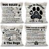 Funny Dog Rules Throw Pillow Covers 18x18 Set of 4, Life Is Better Decor Pillow Cases for Bedroom Living Room Couch Bed Sofa, Camping Camper Gift