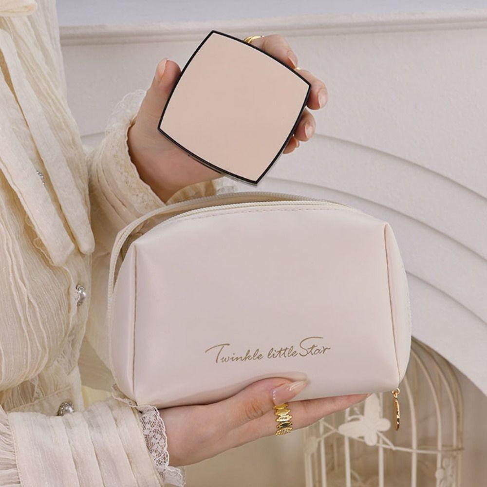 Zipper PU Cosmetic Bag Korean Style Travel Toiletry Bag Elegant Women Makeup Bag  Outdoor