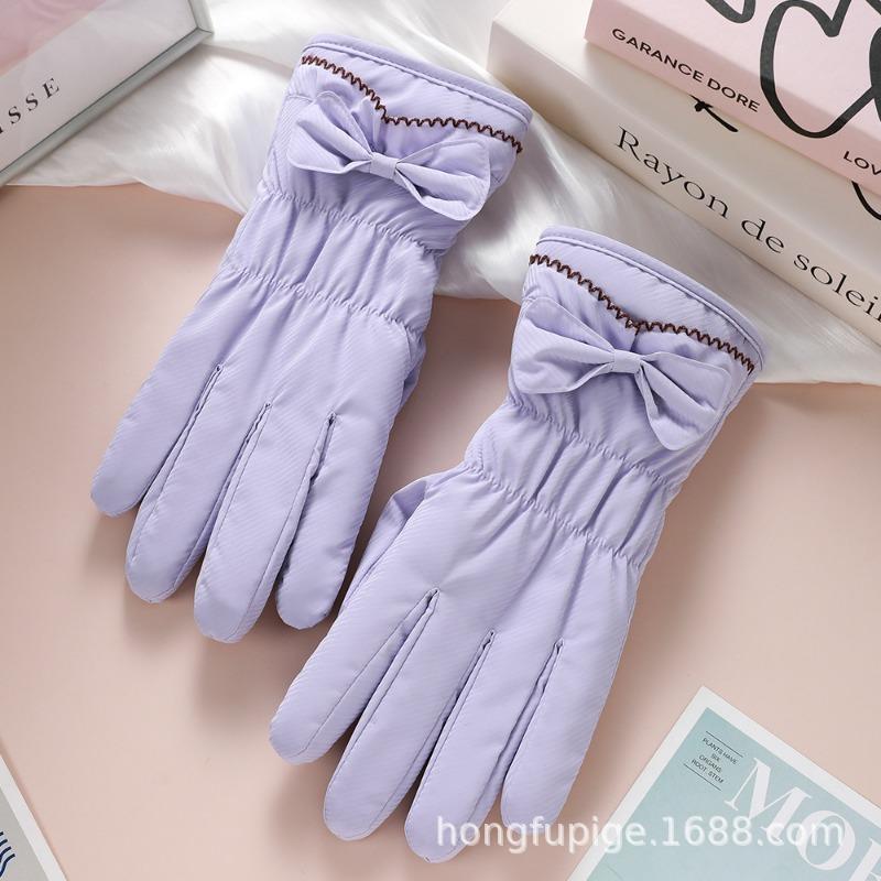 

Warm gloves for women s outdoor riding and driving, skin feeling piled and thickened, windproof and cold-proof autumn and winter gloves one size fits all фиолетовый