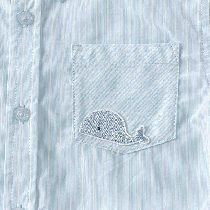 DAVE & BELLA Boys' Striped Short Sleeve Cotton Shirt