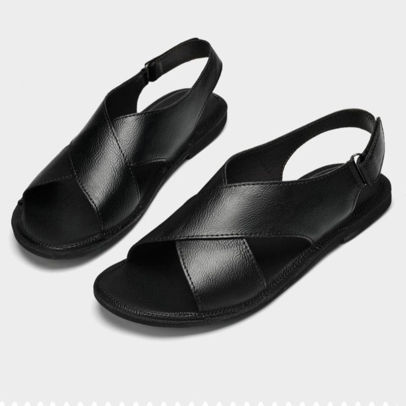 Fashion Sandals for Men 2025Summer New Beach Sandals High Quality Cowhide Leather Sandals Outdoor Casual Driving Sandal Sandalias Hombre