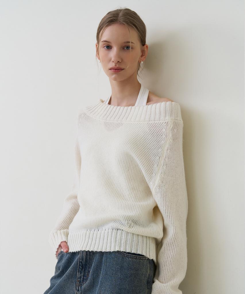 BIBYSEOB Off-Shoulder Pullover Knit Ivory [T61]