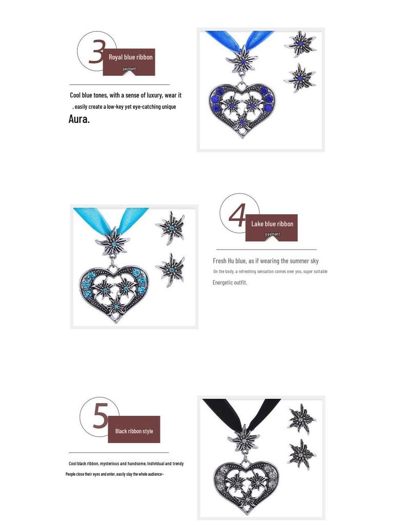 Edelweiss Women's Luxury Necklace: Heart Diamond Flower Choker