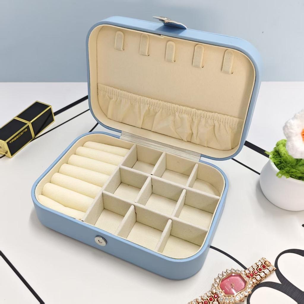 Girls Travel Jewelry Storage Box, Removable Baffle Stud Earrings Ring Bracelet Jewelry Box