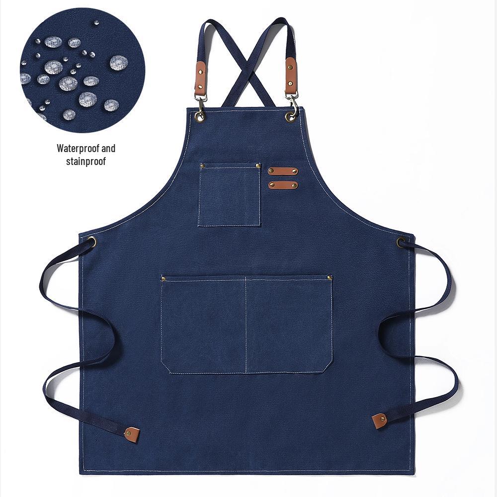 Oil-Proof Cotton Canvas Denim Apron for Kitchen, Coffee Shop, & Gardening