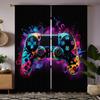 2 bucăți HD Digital Negru Colorate Gamer Perdele Stil de decorare a casei Decorare Sufragerie Dormitor Tijă Perdele Efect S