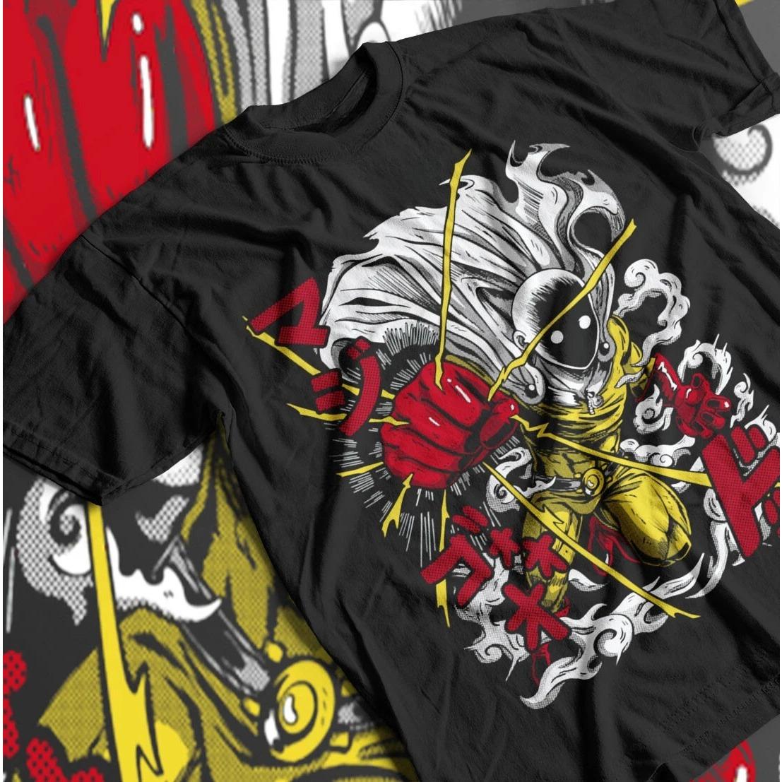 

2026 New SAITAMA One Punch Man TShirt Horror Anime Manga Gift Black Shirt Mens Roundneck Shortsleeved Tshirt S