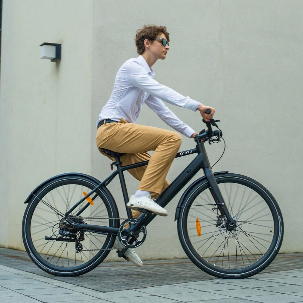 Electric Bike DYU 250W Motor City Ebike 36V 9AH Max Range 100Km Load 120Kg Black Str0ll