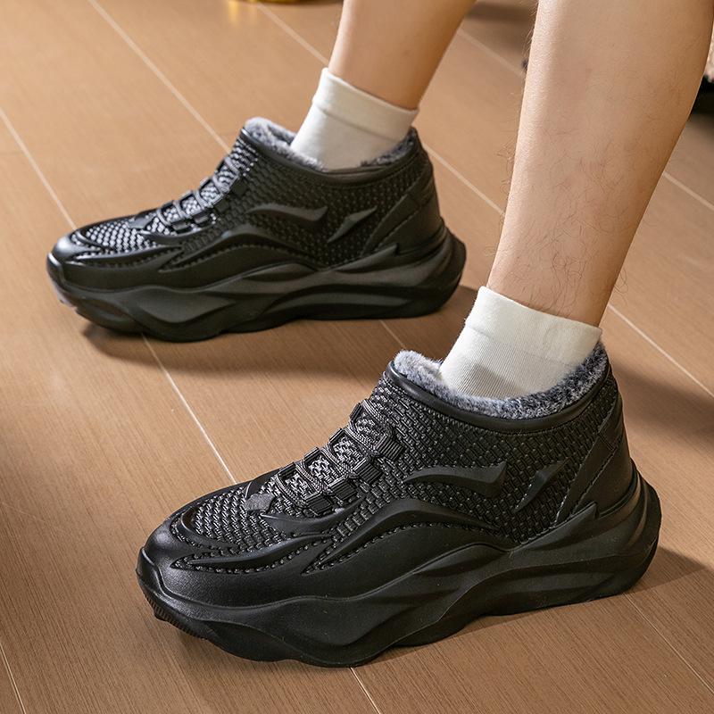 Waterproof Snow Boots Men's Winter Plus Velvet Thickened Warm Outer Wear Water Shoes Rain Boots Rain Boots One Pedal Cotton Shoes