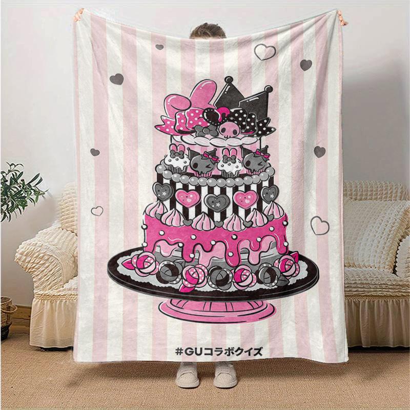 

1pc Cake Kuromi Blanket, Soft Throw for Home Decor, Gift Idea, Living Room, Travel, Camping, Car Blankets, Beach, Office Naps, Suitable for All Season 130x150cm