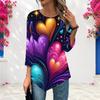Womens Plus Size Loose Three Quarter Sleeve Blouse Pointed Hem Stylish Casual Top For Ladies Daily Outfit