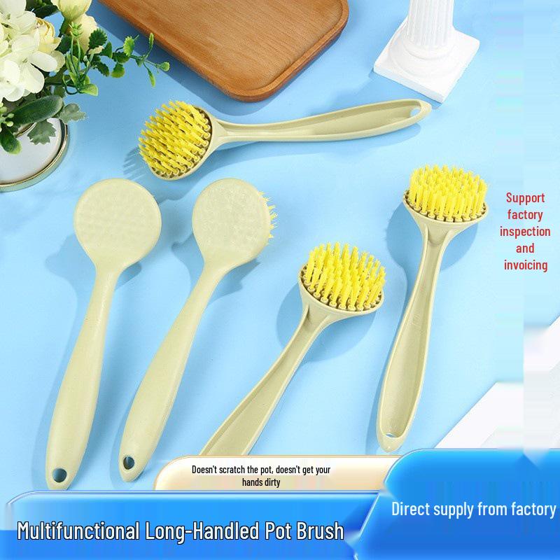 Multifunctional Long-Handled Pot Brush - Gentle on Pots, Keeps Hands Clean