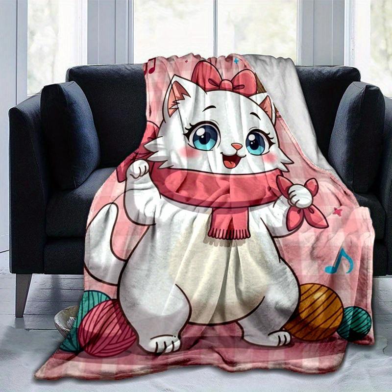 1pc Cute Cartoon Cat Cartoon Blanket, Seasonal Universal Home Decoration Blanket, Throw Blanket, for Decorating Your Own Sofa and Living Room, Super S