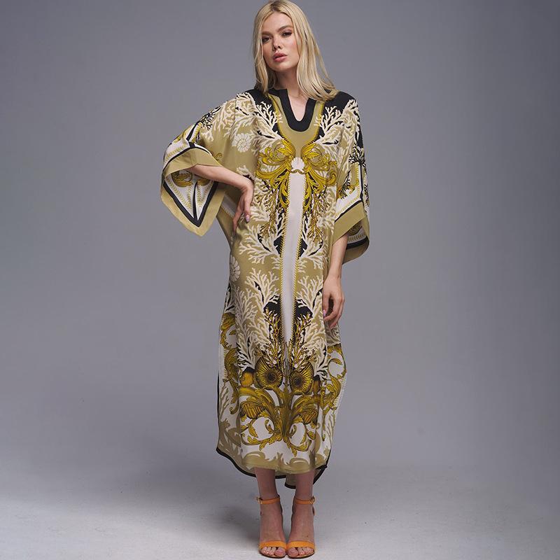 European & American Polyester Beach Cover-Up Dress - Women's Long Sun Protection Shirt for Vacation