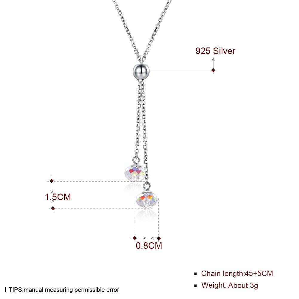 Rockyu brand jewelry - Popular necklace for women, sterling silver (925), pendant, tassel, crystal, Asian ethnic style.