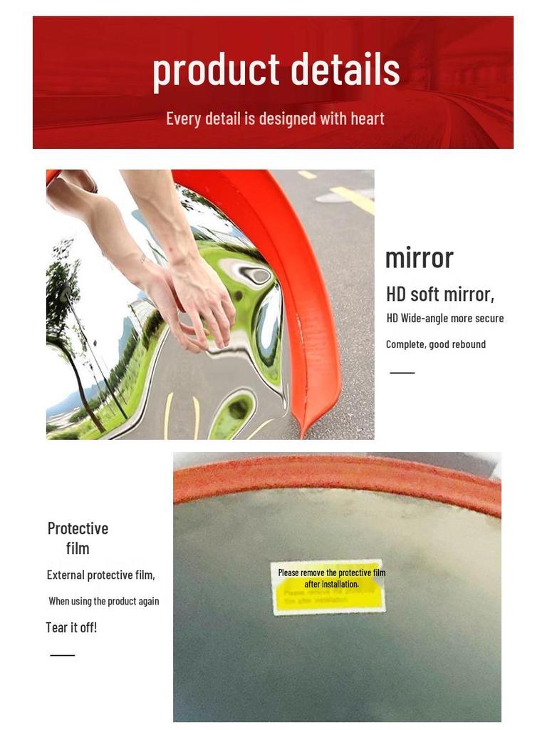 Wide-Angle Road Corner Traffic Mirror - Large Round Convex Reflective Mirror for Intersections