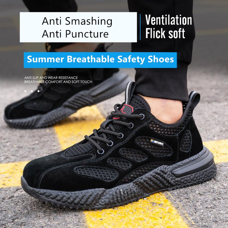 Letní bezpečnostní obuv Prodyšná lehká pracovní obuv s ocelovou špičkou Ochranná obuv proti propíchnutí Bezpečnostní pracovní tenisky pro muže