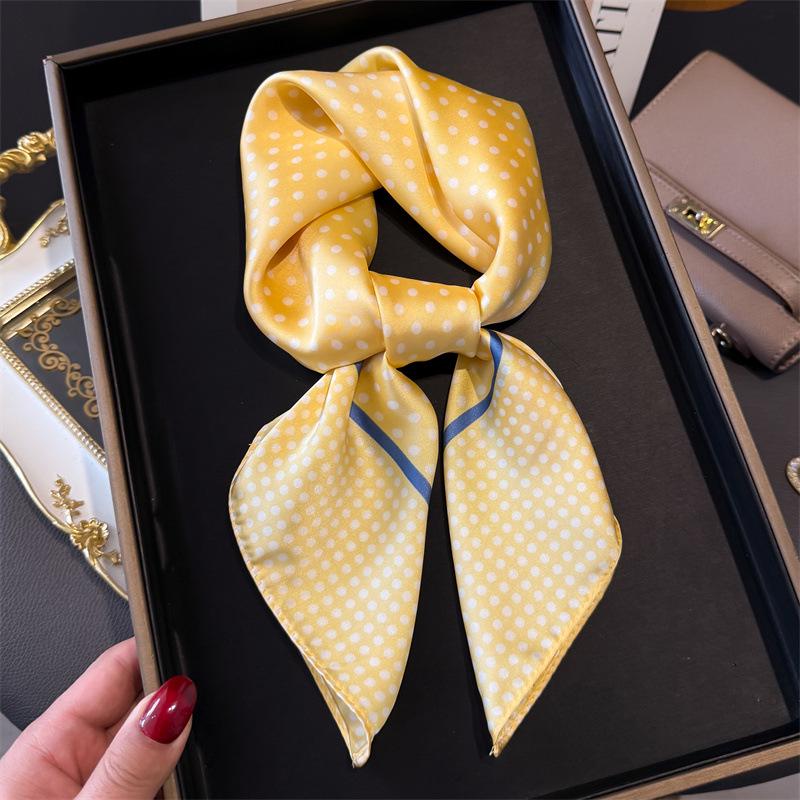 Polka Dot Silk Scarf & Shawl – High-End Sun Protection, Neck Tie, Headscarf for Women