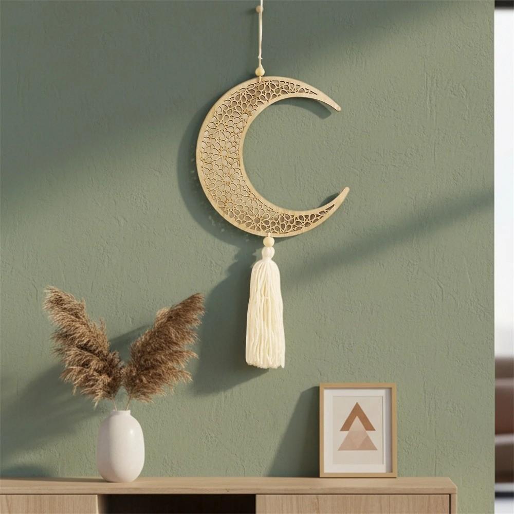 Traditional Ramadan Hanging Ornaments Hollowed-out Wooden Handicraft Pendant  Living Room