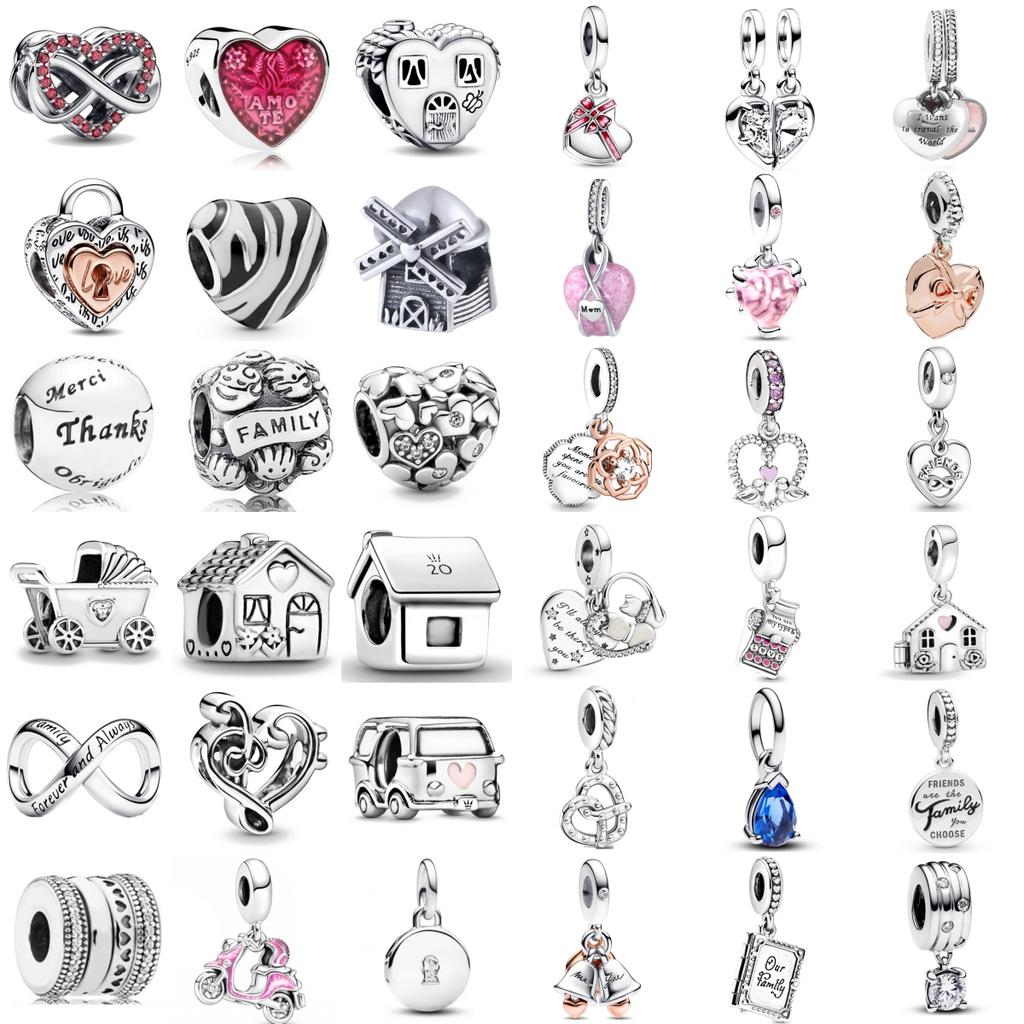 New Copper Charm Fit Original Bracelet Accessories Women Jewelry Warm Home Series Castle Baby Carriage Windmill