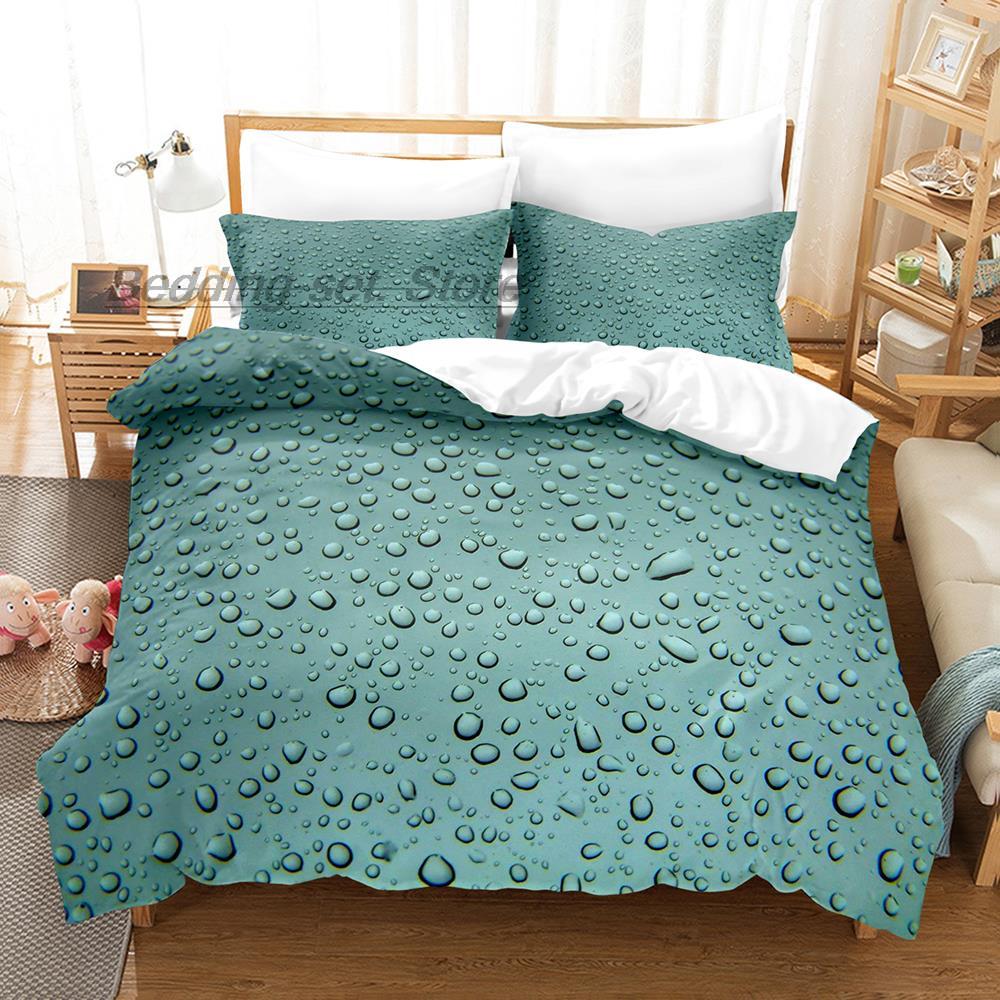 

Raindrop Bedding Set Single Twin Full Queen King Size Bed Set Aldult Kid Bedroom Duvetcover Sets 3D Print Dew Water Of Life (135x200cm)