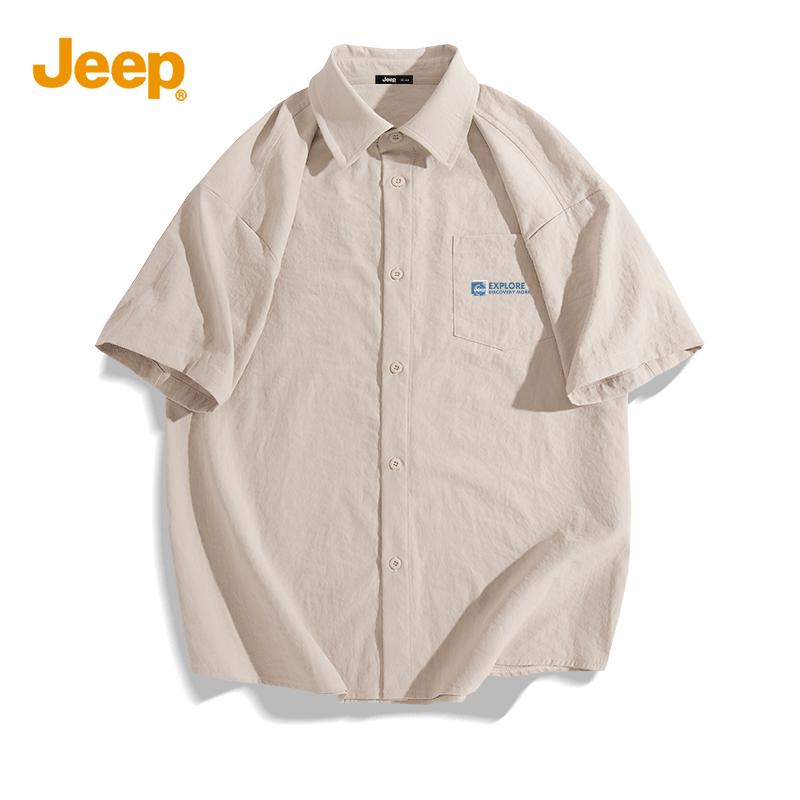 JEEP Men s Ice Silk Short-Sleeve Business Shirt 2XL
