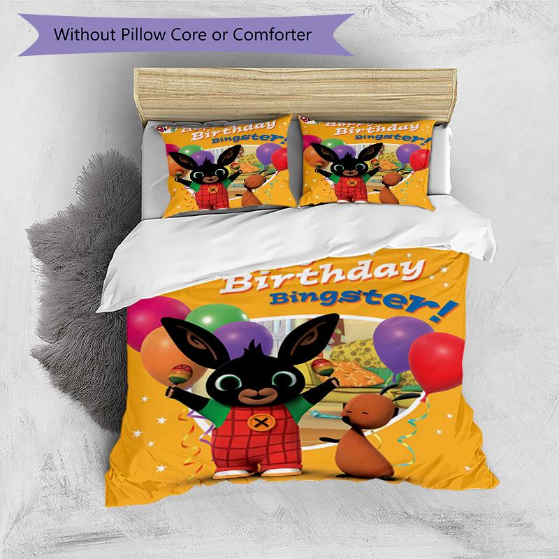 3pcs Bing Bunny2 Design Cover Set - HD Printed Bedding with 1 Cover and 2 Pillowcases - Perfect for Home and Dorm Decor