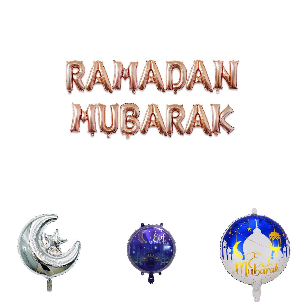 Eid Hajj Ramadan Mubarak Foil Balloon Set Moon Star Party Decor Islamic Supplies