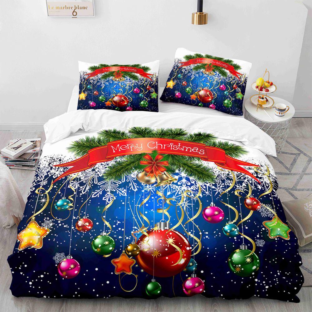 Christmas King Queen Duvet Cover Santa Claus Snowman Bedding Set Red Green Grid Checkered Quilt Cover Polyester Comforter Cover