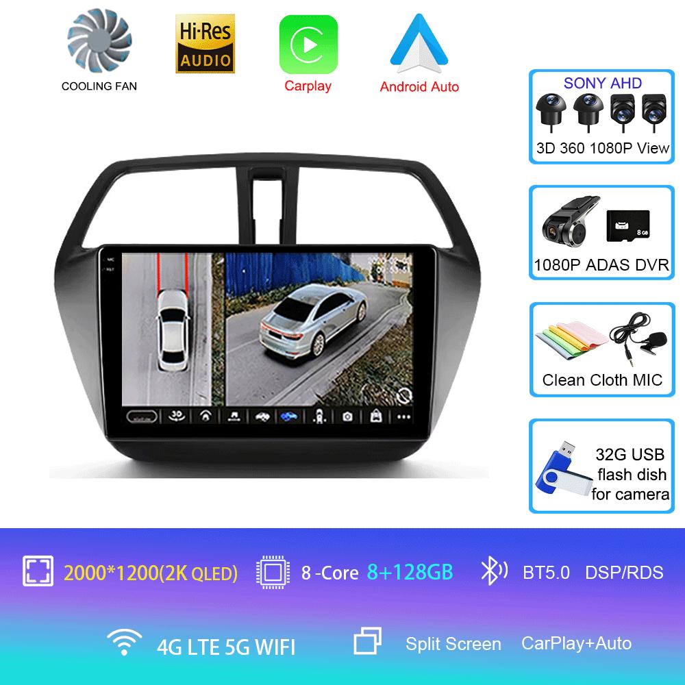 Android 14 Video Player For Suzuki SX4 S-Cross 2014 2015 2016 2017 Car Radio Multimedia Stereo GPS WIFI+4G Wireless Carplay Auto