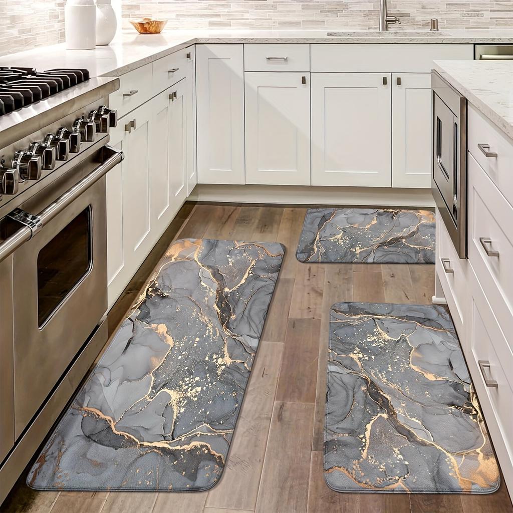 VIKAMA Abstract Marble Carpet Modern Geometric Gold Lines Doormat Kitchen Rug Rug For Bedroom Carpet For Live Room Home Decor