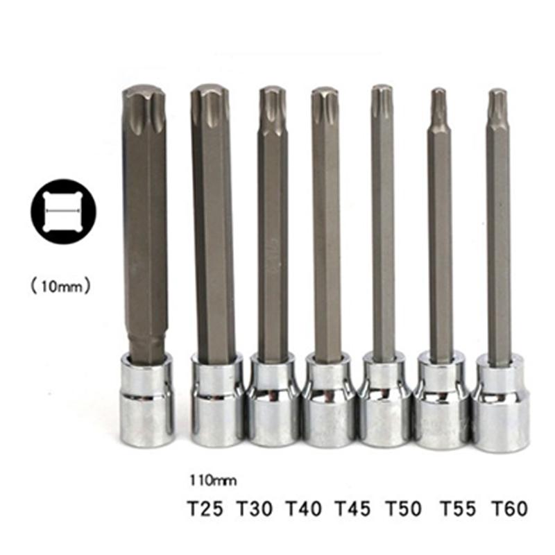 A84E-7Pcs/Set 3/8 Inch Socket Tool Set Drive Extra Long Torx Star Bit Sockets Set T25 T30 T40 T45 T50 T55 T60 Hand Tools