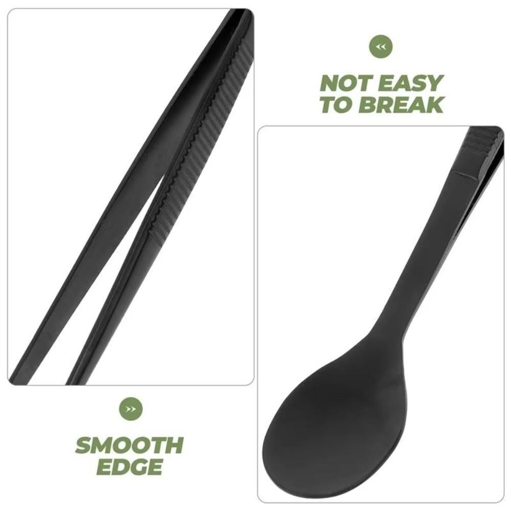 Multi-functional Sauce Spoon 2in1 Design Portable Picnic Utensil Stainless Steel Flavor Test Spoon Tweezers Kitchen Utensil