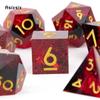 7 Pcs Red Resin Golden Number Sharp Edge Dice Polyhedral Dice Suitable for Role-Playing RPG    Board Game