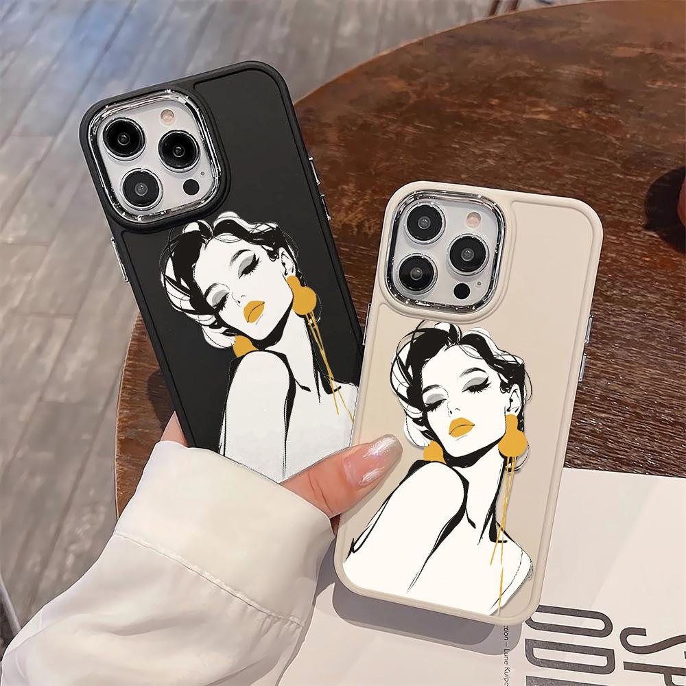 Sexy Girl Skin Friendly Feel Phone Case For Iphone16 16pro 15 14promax 13pro 12 11pro 7 8plus XR XS Soft Shell