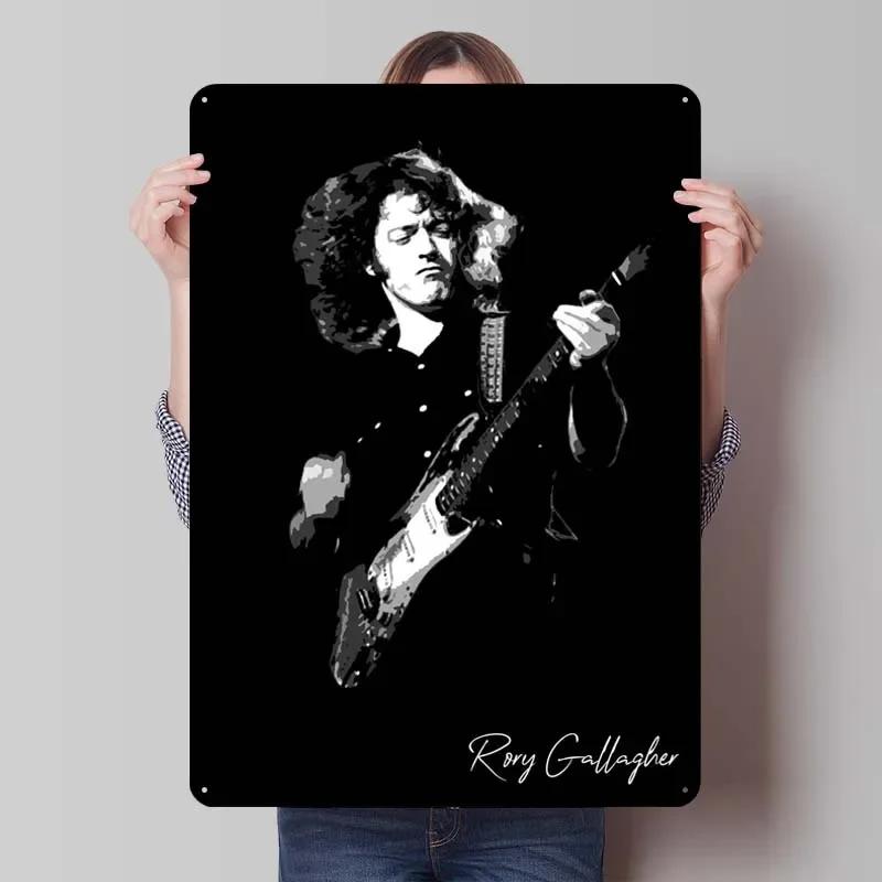 Rory Gallagher Metallschilder Rockmusik Poster Badezimmerdekoration Wohnzimmer Vintage Blechschild für Wandkunst Dekoration Zuhause 7.9x11.8In(20x30cm)